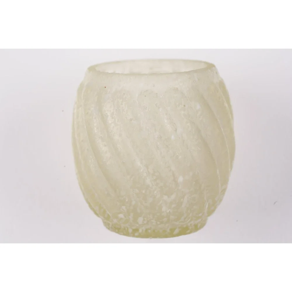 c1900 Northwood Reverse swirl frit Vaseline glass toothpick holder